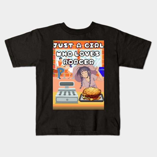 Just A Girl Who Loves Borger Kids T-Shirt by GrooveGeekPrints